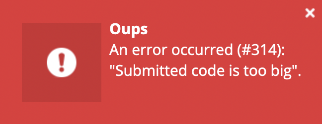 Oups Submitted code is too long